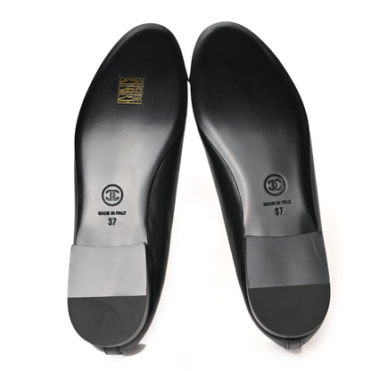 Chanel Lambskin CC Cap Toe Ballerina Flats 37 Black Dark Grey 5 of 8