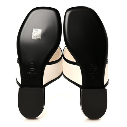 Chanel Lambskin Patent Calfskin CC Thong Sandals 37 White Black 6 of 9