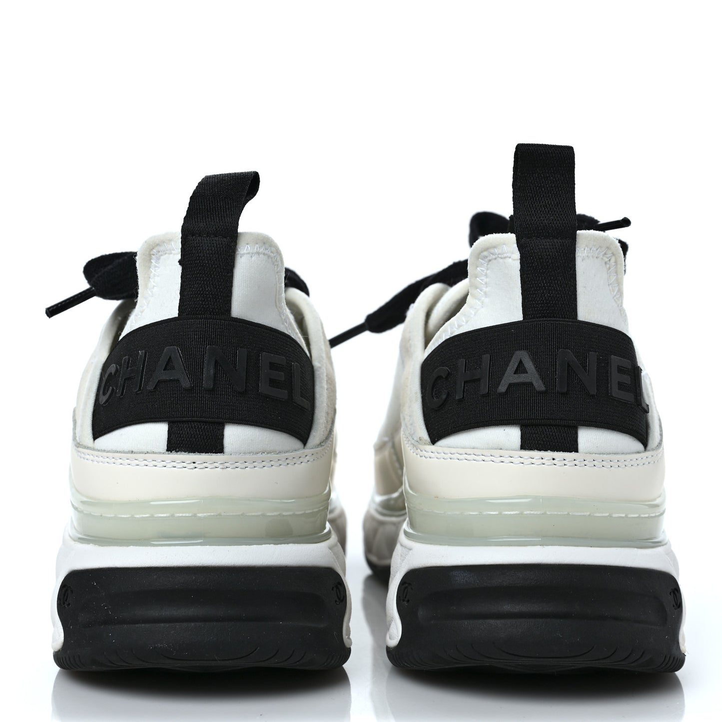 Velvet Calfskin Mixed Fibers CC Sneakers 37.5 Ivory Black