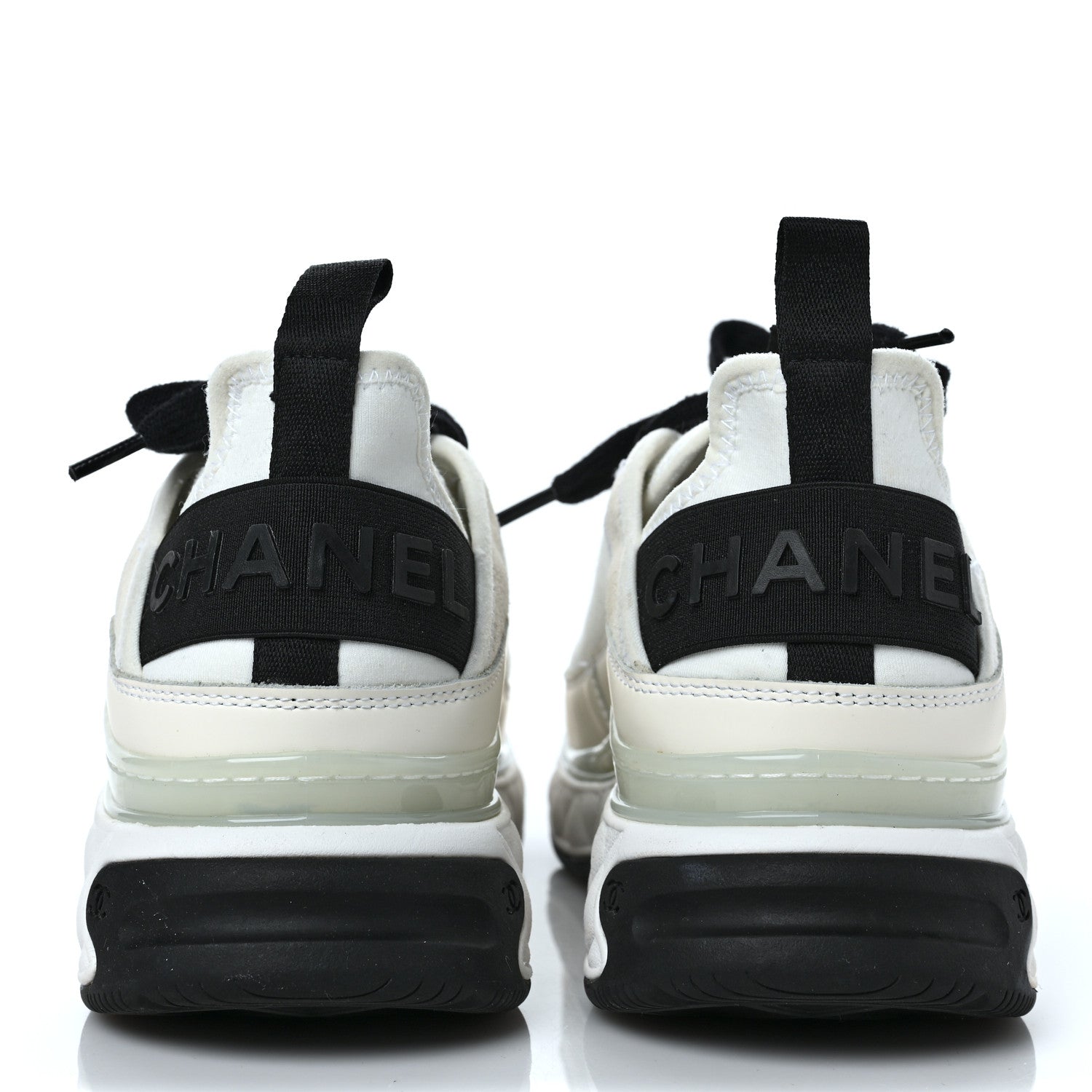 Chanel Velvet Calfskin Mixed Fibers CC Sneakers 37.5 Ivory Black 5 of 9