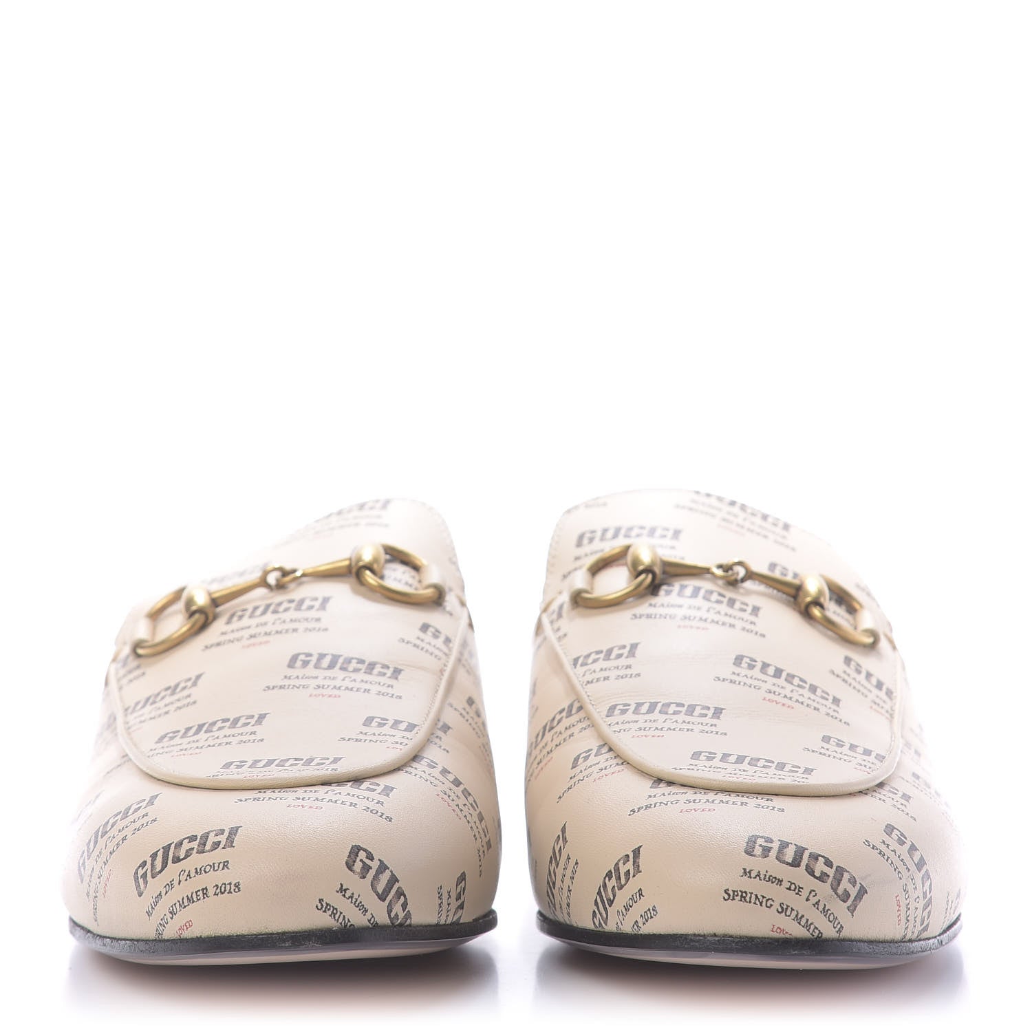 Gucci Calfskin Stamp Print Womens Princetown Slippers 37.5 Soy Black 4 of 20
