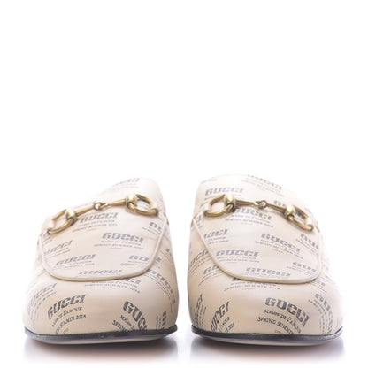 Gucci Calfskin Stamp Print Womens Princetown Slippers 37.5 Soy Black 4 of 20