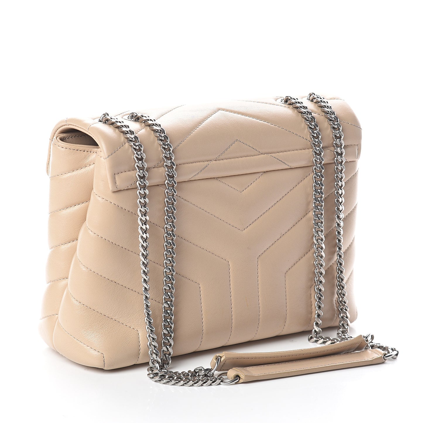 Calfskin Y Quilted Monogram Small Loulou Chain Satchel Nude Powder