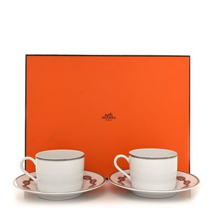 Hermes Porcelain Platinum Chaine d'Ancre Tea Cup and Saucer Set of 2 11 of 11
