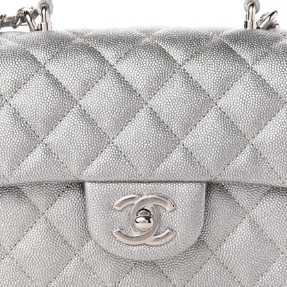 Chanel Metallic Caviar Quilted Mini Top Handle Rectangular Flap Silver 10 of 10