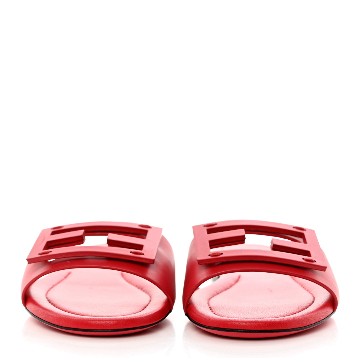 Fendi Vitello Cuoio Baguette Flat Slide Sandals 37.5 Lampone 2 of 8