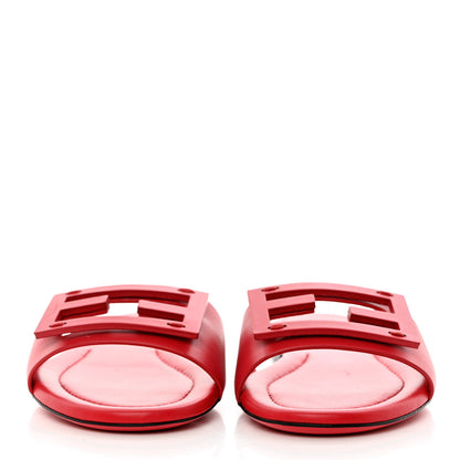 Fendi Vitello Cuoio Baguette Flat Slide Sandals 37.5 Lampone 2 of 8