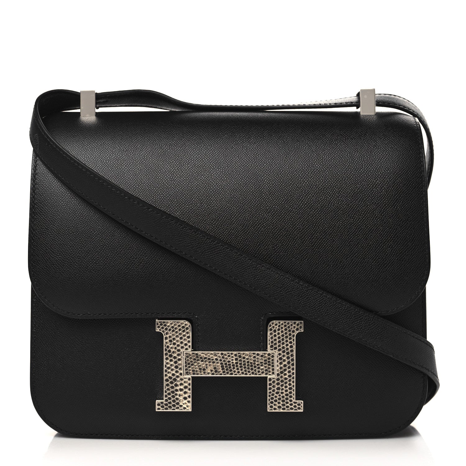 Hermes Madame Calfskin Lizard Constance 24 Black Ombre 1 of 10