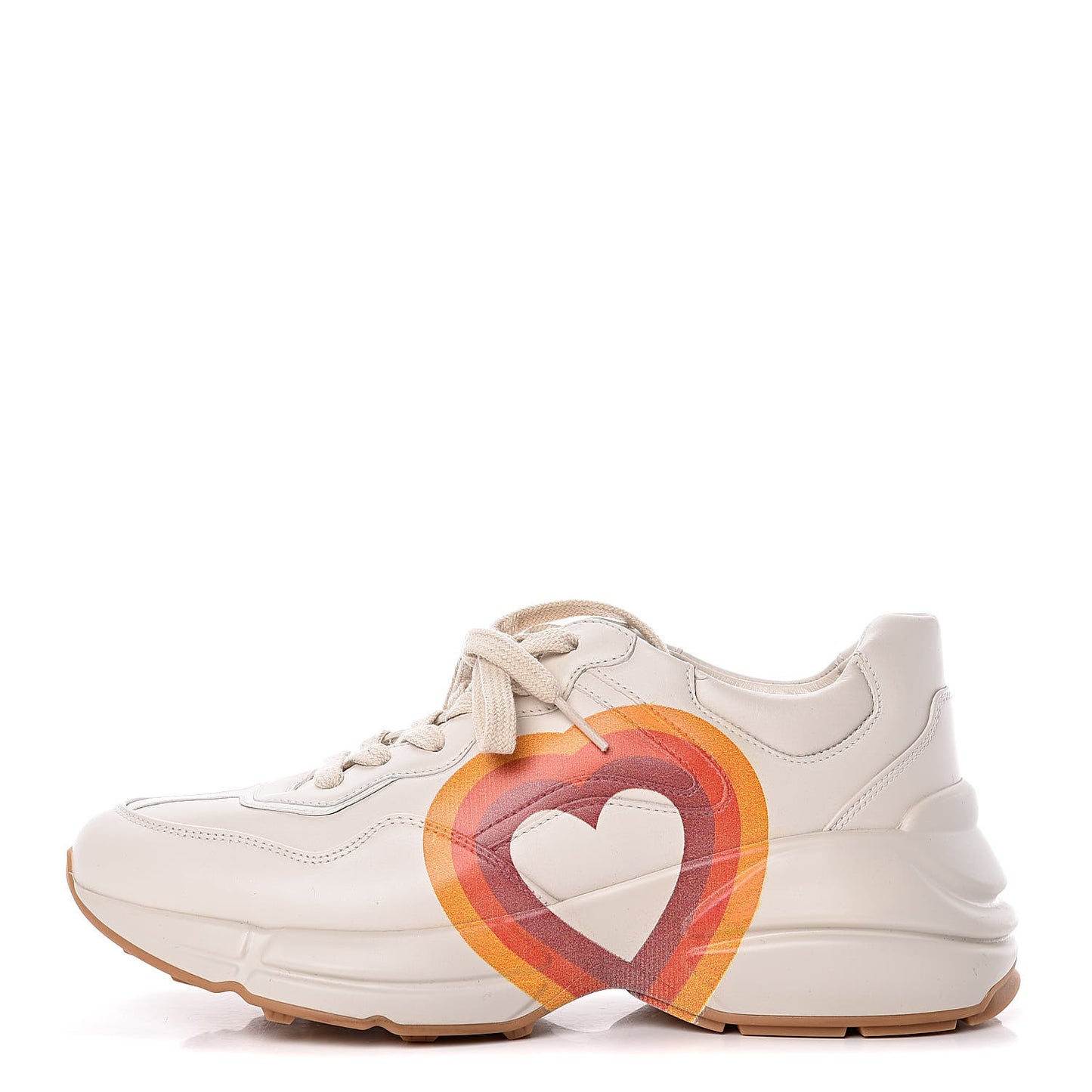 Calfskin Interlocking G Heart Rhyton Sneakers 38 Mystic White