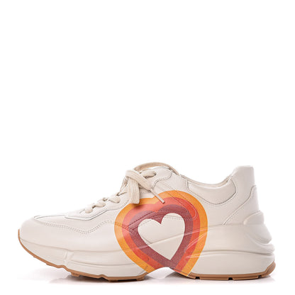 Gucci Calfskin Interlocking G Heart Rhyton Sneakers 38 Mystic White 1 of 9