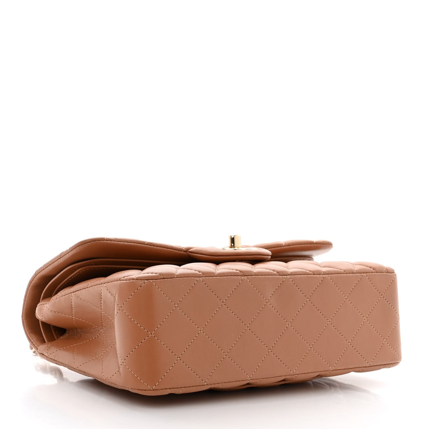Lambskin Quilted Small Double Flap Brown