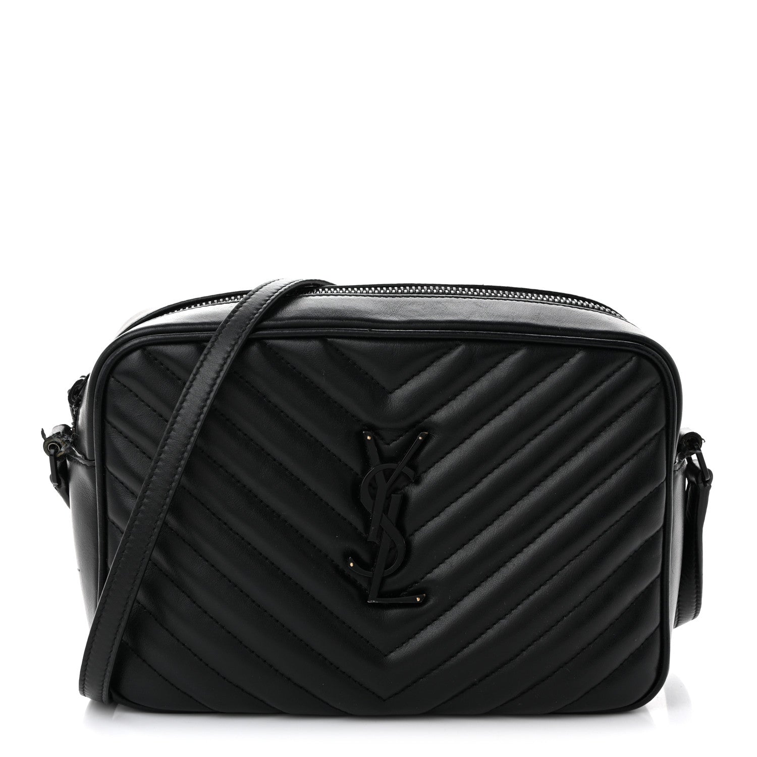 Saint Laurent Calfskin Matelasse Monogram Monochrome Lou Camera Bag Black 1 of 13