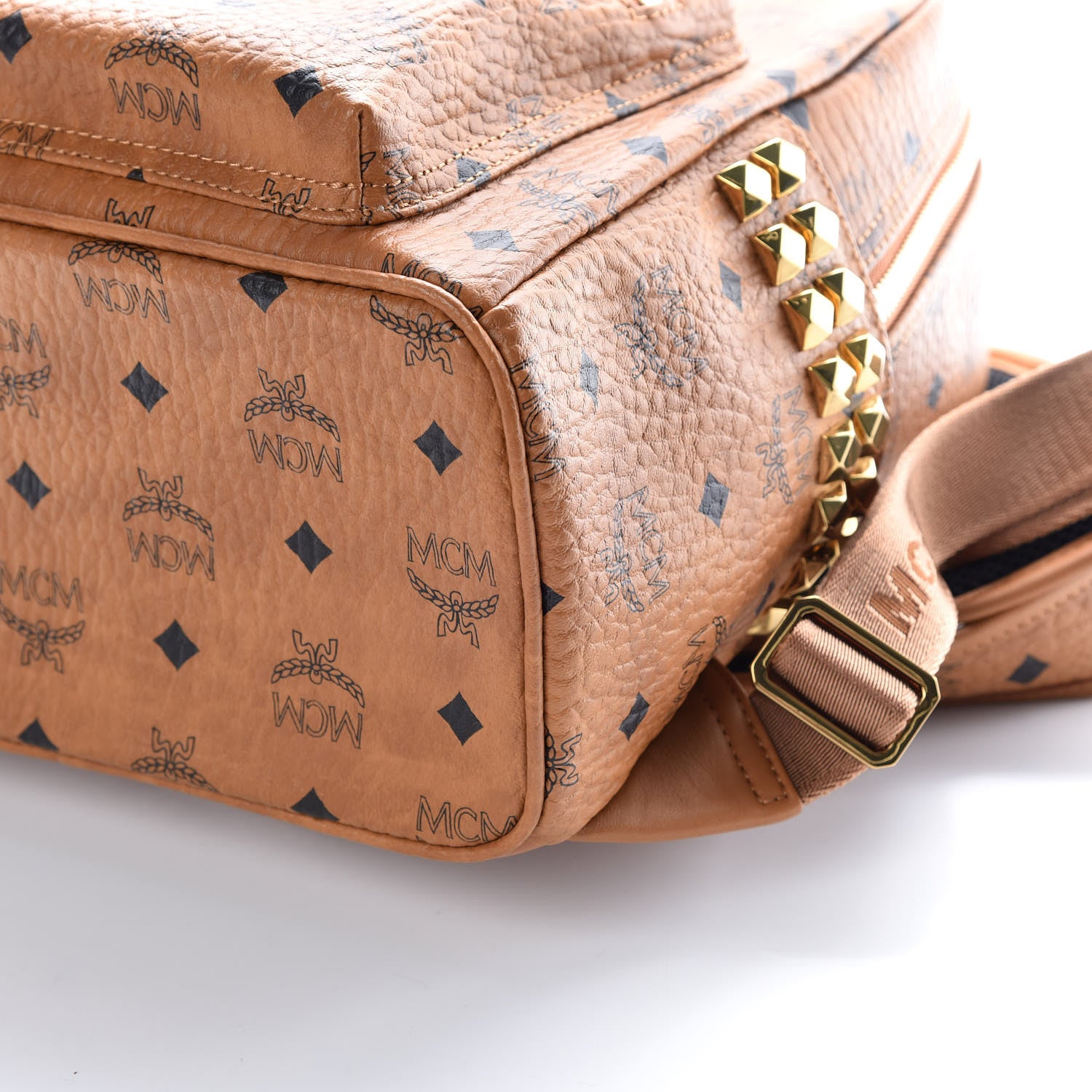MCM Visetos Small Side Stud Stark Backpack Cognac 10 of 10