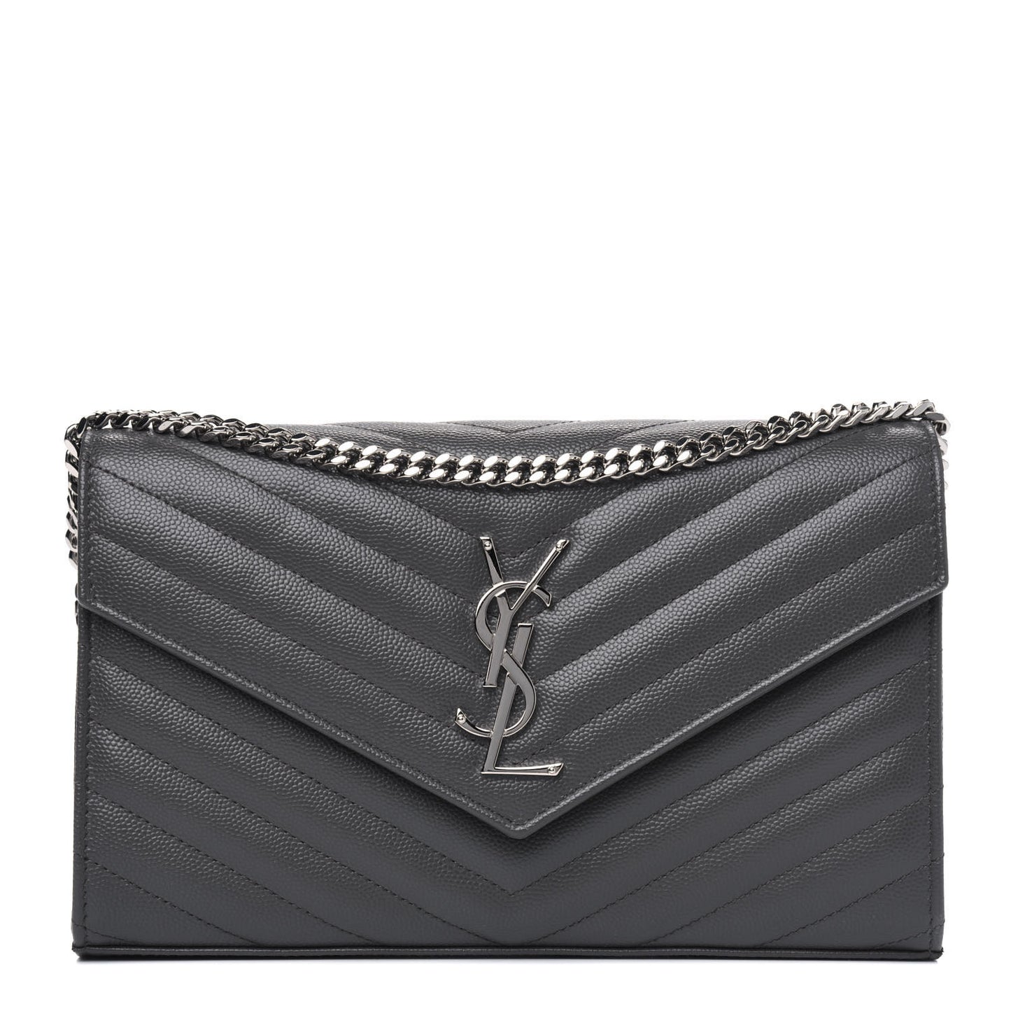 Grain De Poudre Matelasse Chevron Monogram Chain Wallet Storm
