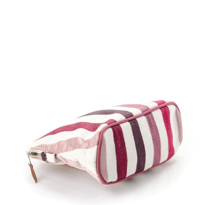 Hermes Cotton Viscose Striped Bolide Travel Cosmetic Pouch 4 of 7