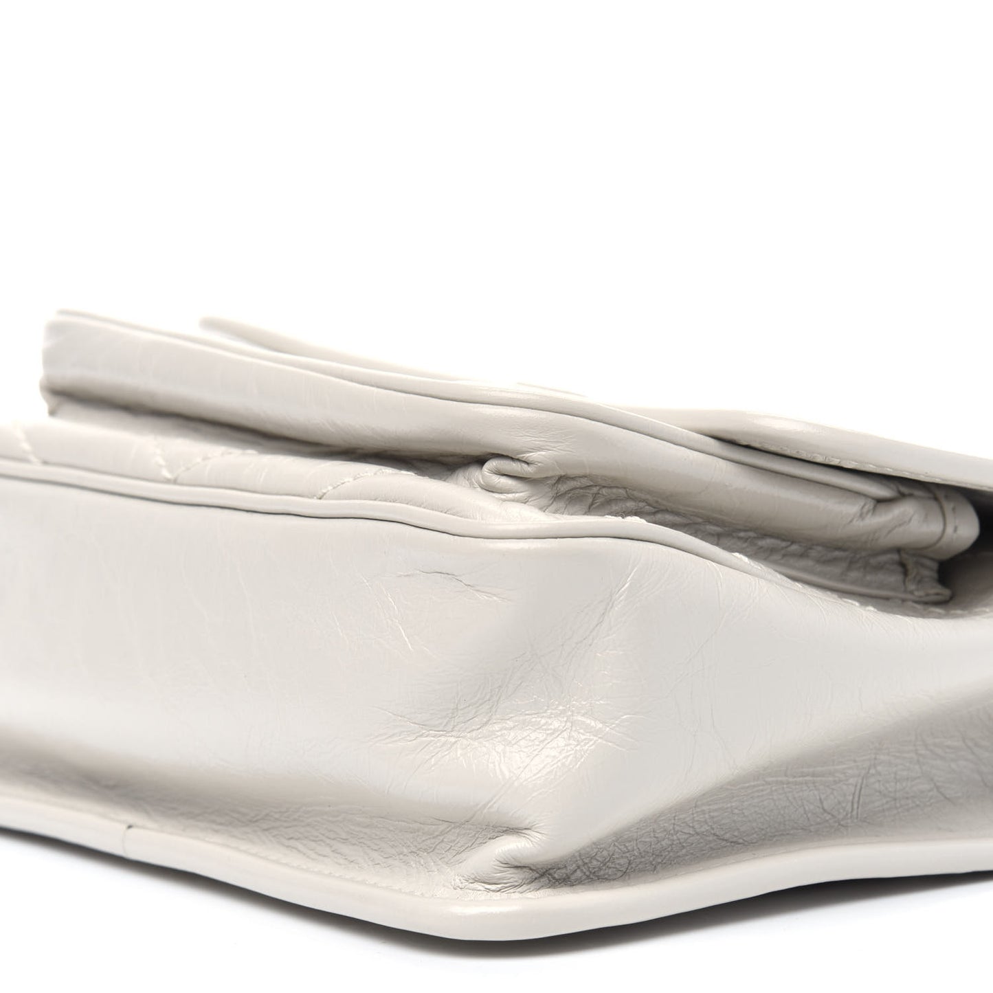 Crinkled Calfskin Matelasse Monogram Baby Niki Chain Satchel White