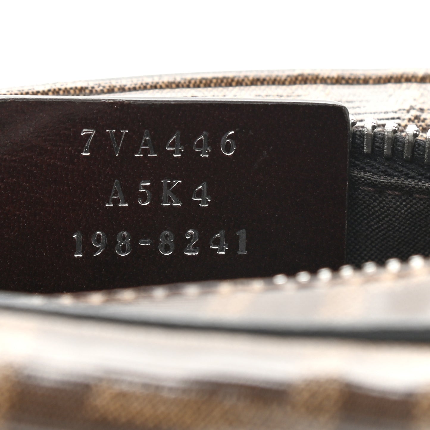 Glazed Fabric Vitello Century FF 1974 Stamp Patch Mens Pocket Belt Bag Mogano Panna Black
