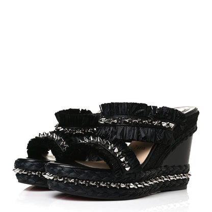 Christian Louboutin Voltinoudou 110mm Tie Cruise Raffia Spike Wedge 38 4 of 14