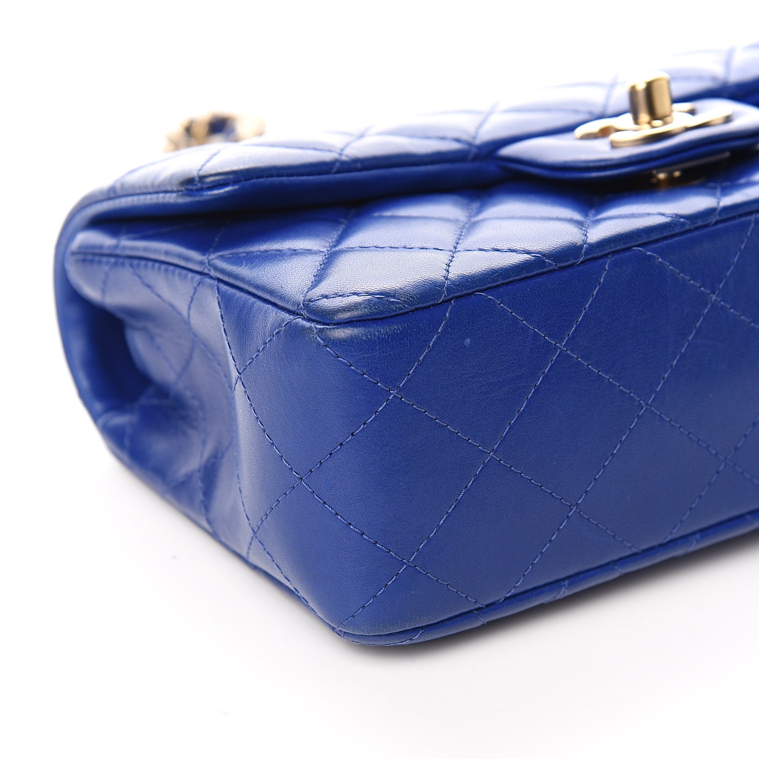 Chanel Lambskin Quilted Mini Rectangular Flap Dark Blue 7 of 10