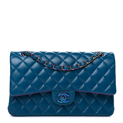 Chanel Lambskin Quilted Medium Double Flap Blue Pink 1 of 4