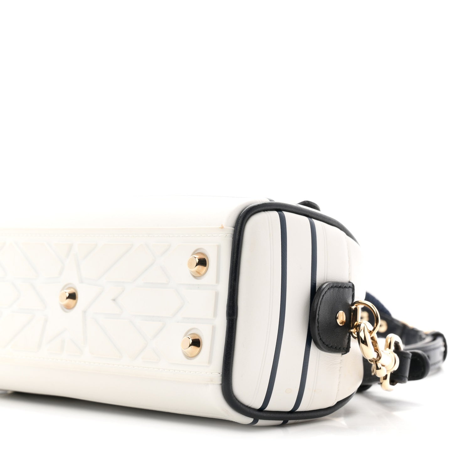 Calfskin Micro Dior Vibe Zip Bowling Bag White