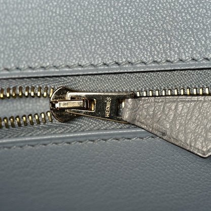 Hermes Ostrich Horseshoe Birkin 30 Rouge Vif Bleu Glacier 19 of 34