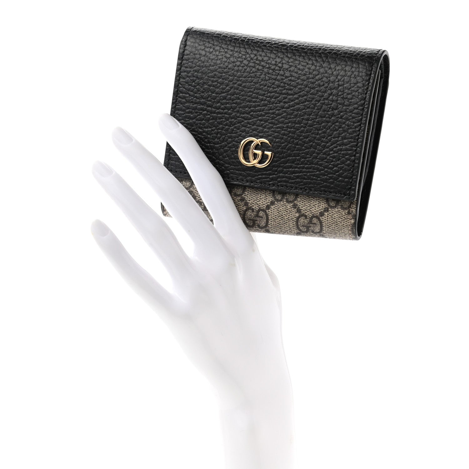 Gucci Dollar Calfskin GG Supreme Monogram Medium GG Marmont Wallet Black Beige Ebony 2 of 7