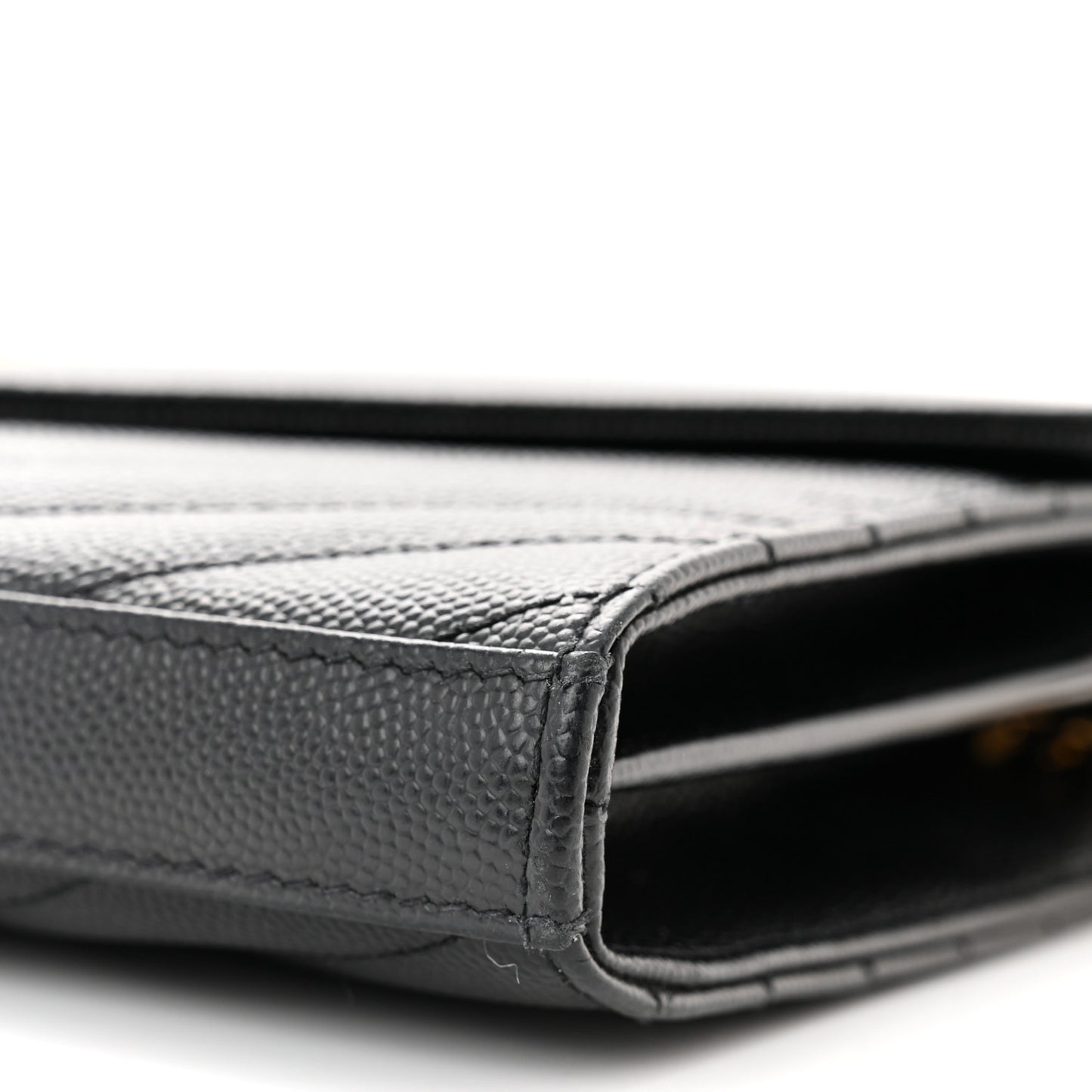 Grain De Poudre Matelasse Chevron Monogram Chain Wallet Black