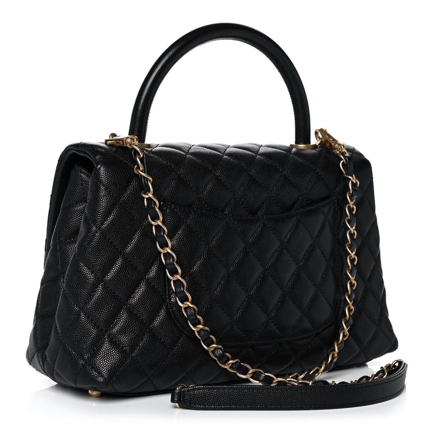 Caviar Quilted Small Coco Handle Flap Black