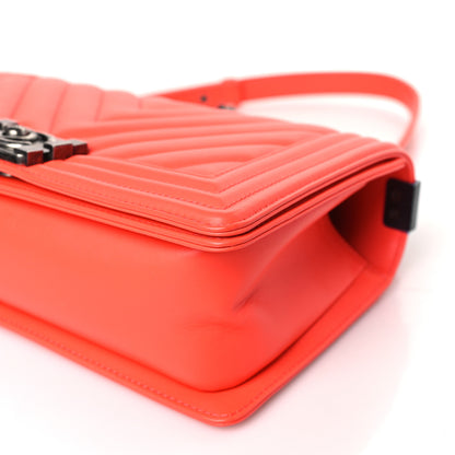 Chanel Calfskin Chevron Quilted Medium Boy Flap Coral 9 of 10