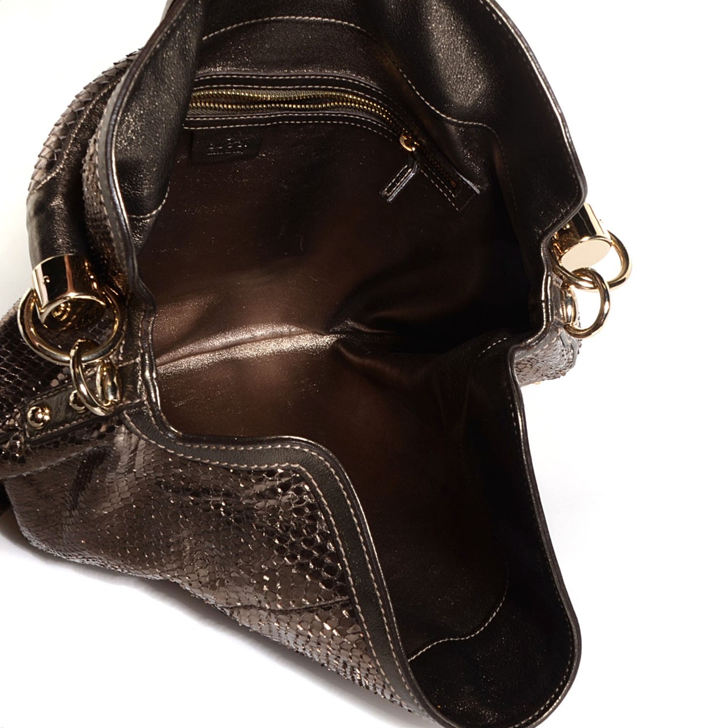 Python Large Indy Top Handle Hobo Metallic