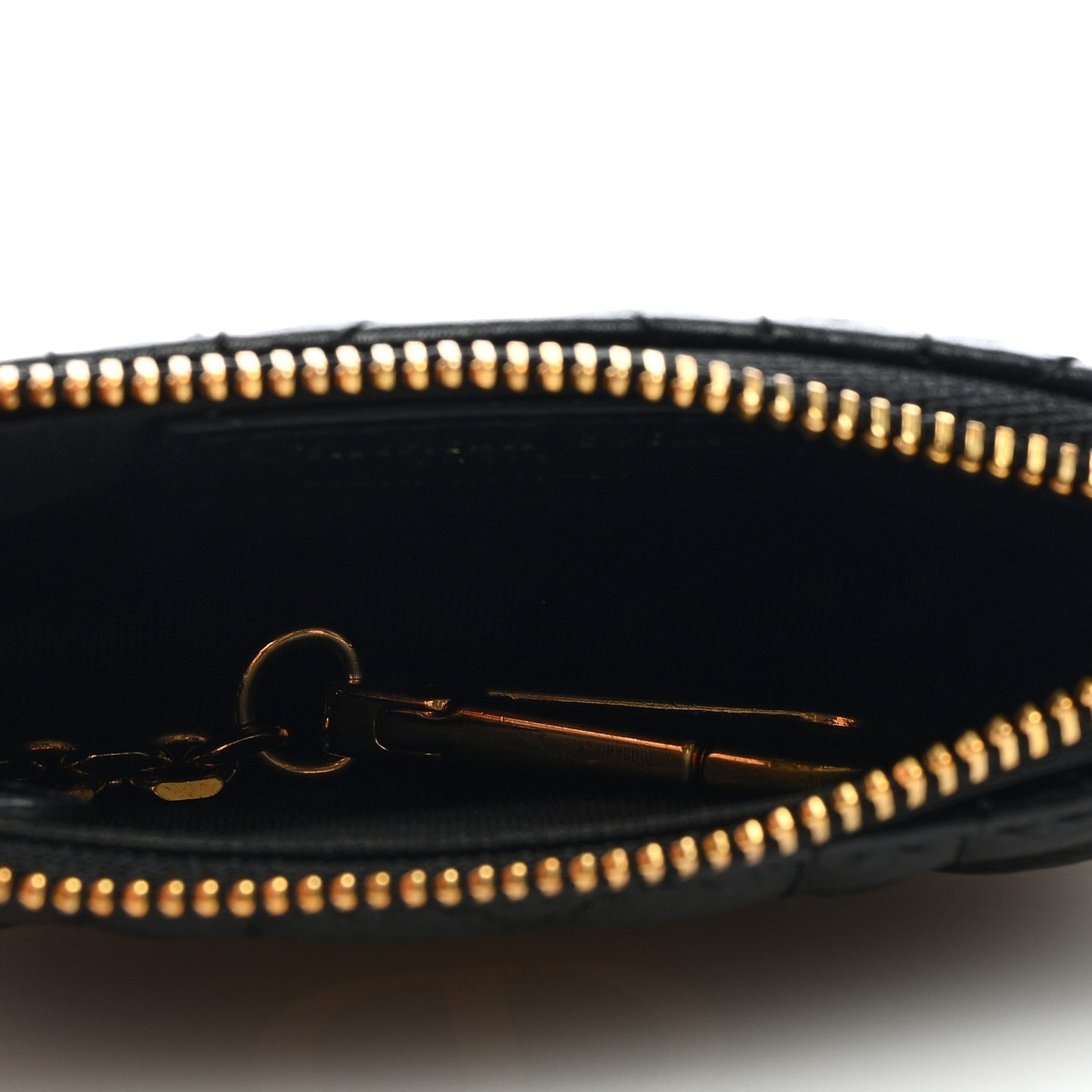 Supple Calfskin Cannage Caro Zipped Key Case Black