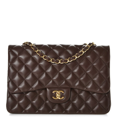 Chanel Lambskin Quilted Jumbo Single Flap Dark Brown 1 of 12