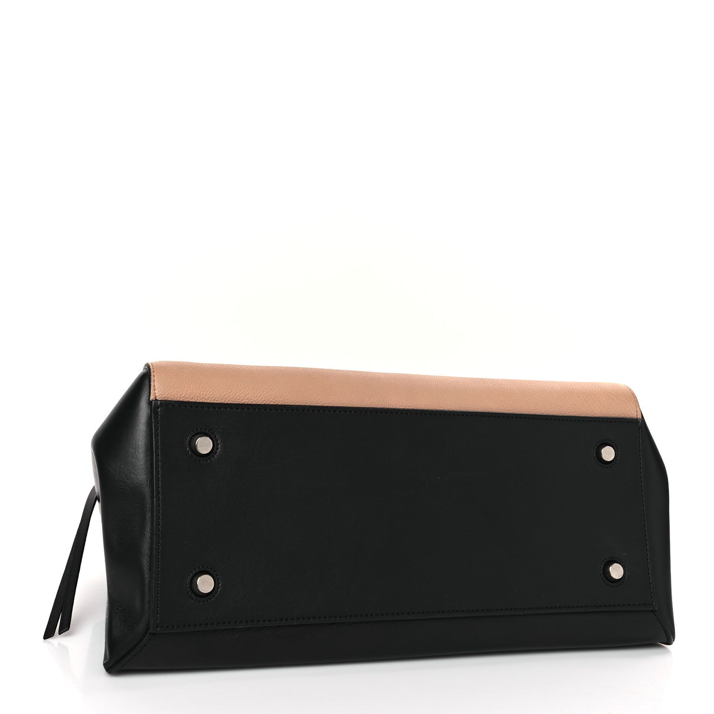 Supple Calfskin Large Bi-Color Edge Shoulder Bag Beige