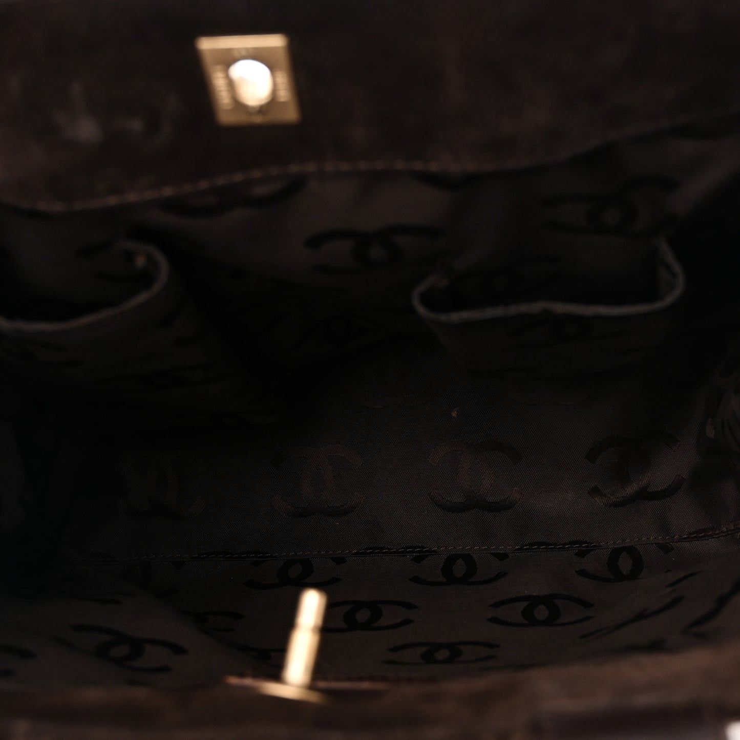 Suede Quilted Shopping Tote Brown
