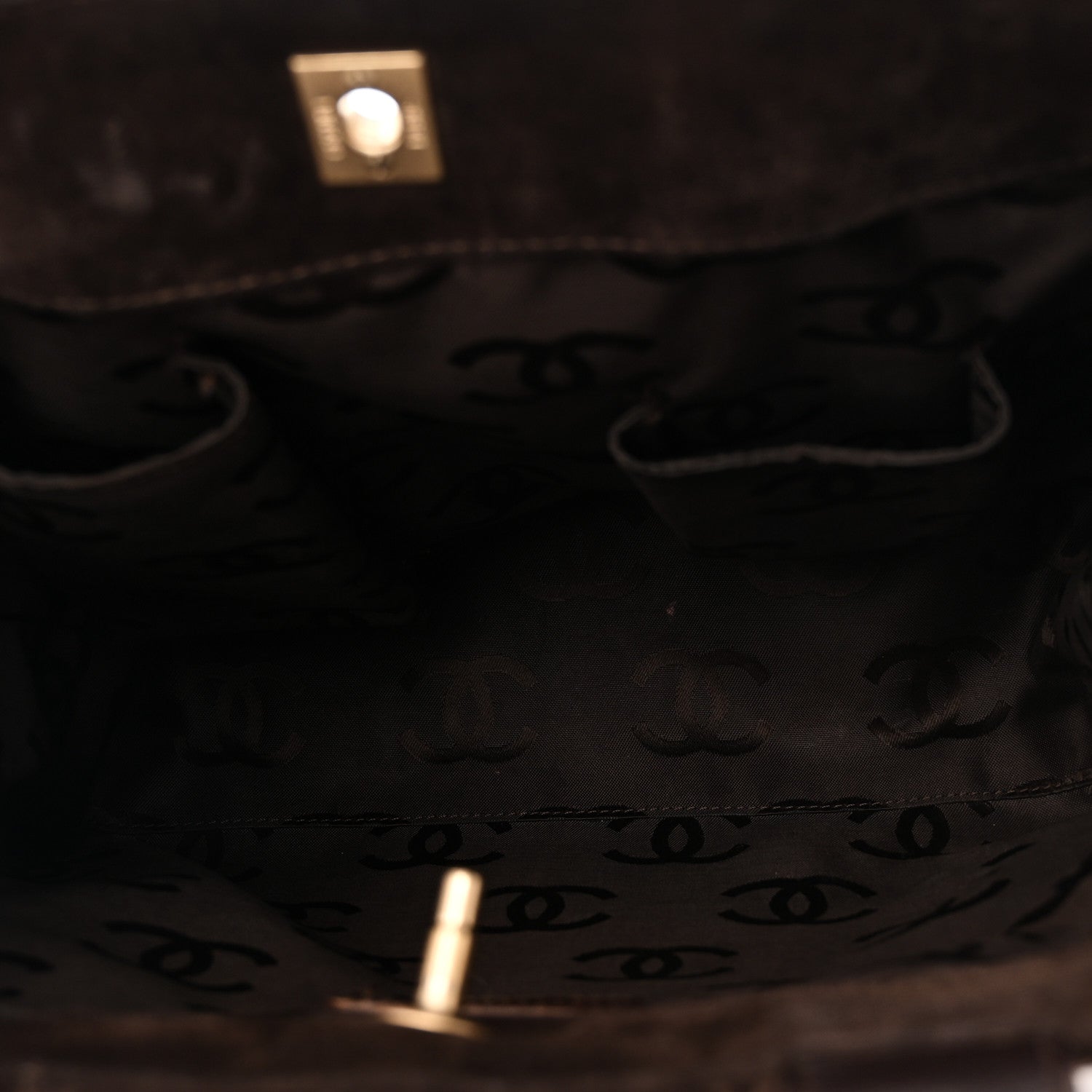 Chanel Suede Quilted Shopping Tote Brown 5 of 11