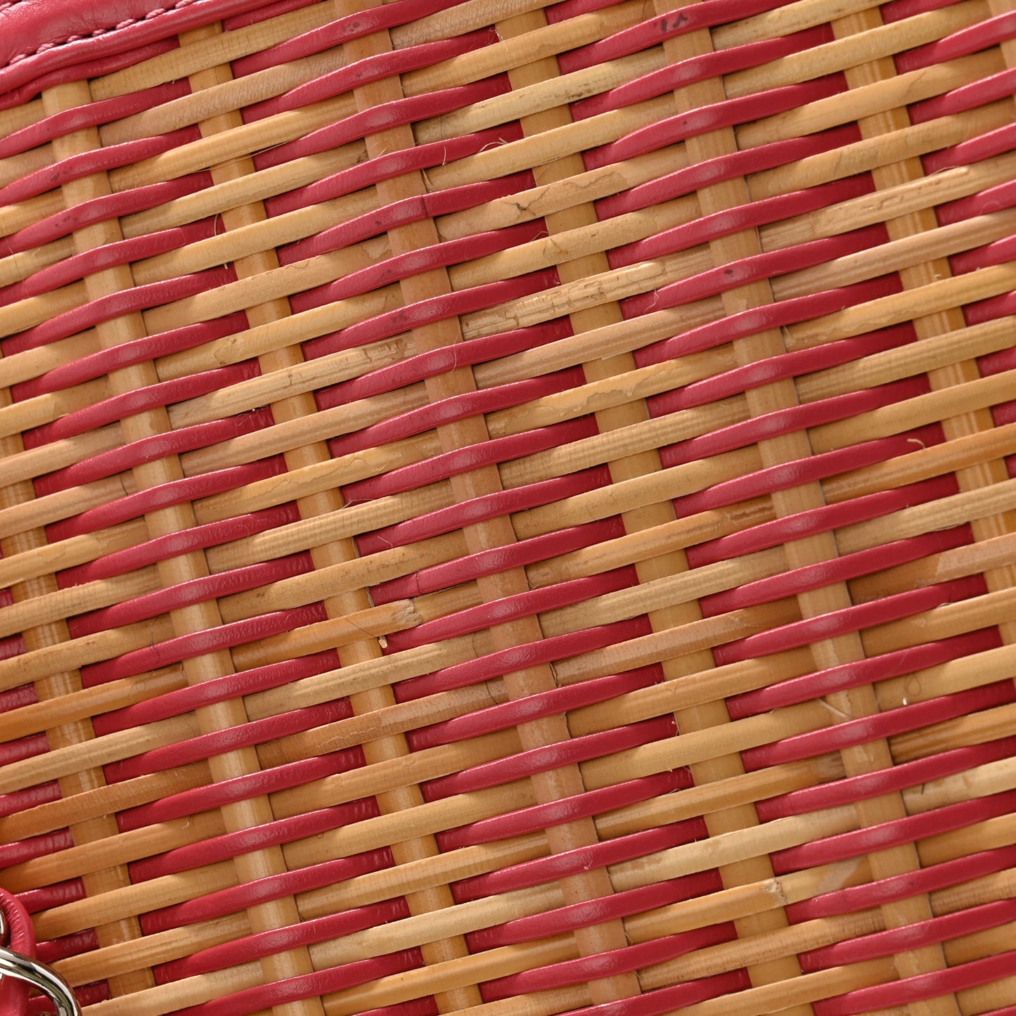 Glazed Calfskin Raffia Vanity Case Bag Pink