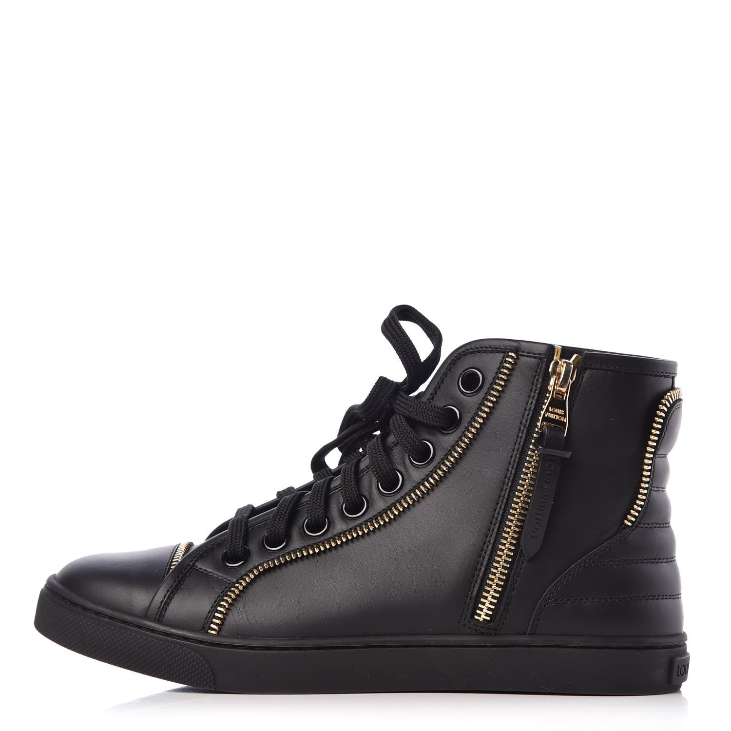 Louis Vuitton Calfskin Punchy Zipper High Top Sneakers 35.5 Black 1 of 8