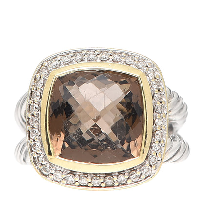 David Yurman Sterling Silver 18K Yellow Gold Diamond Smoky Quartz 11mm Albion Ring 51 5.75 1 of 4
