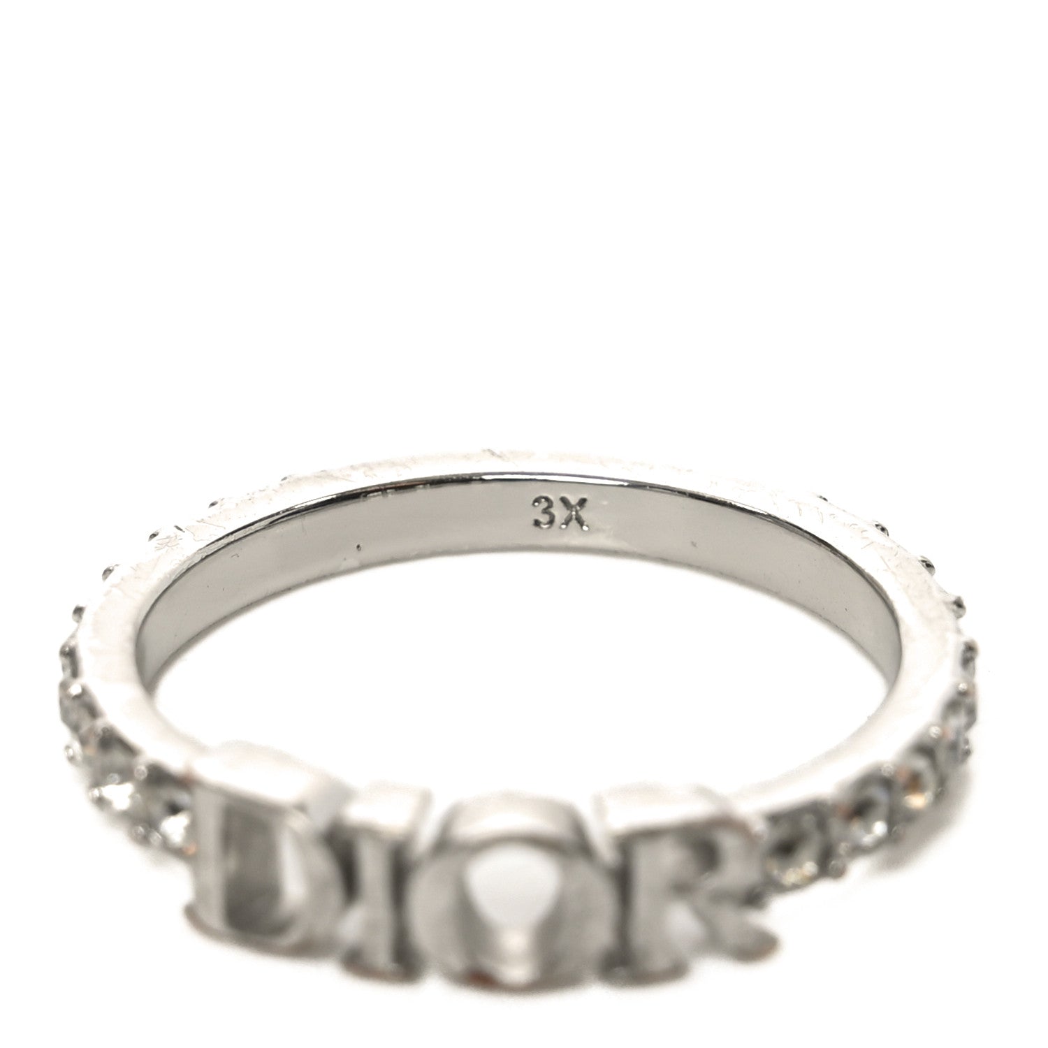 Christian Dior Metal Crystal DIO(R)EVOLUTION Ring 61 9.5 Silver