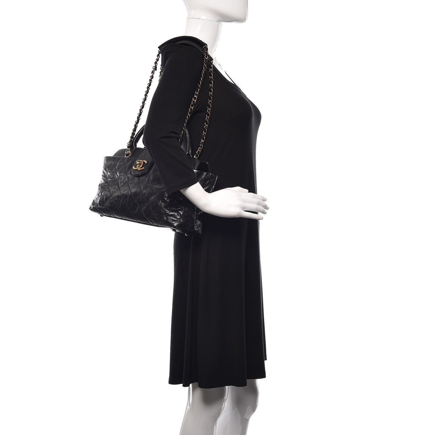 Chanel Glazed Calfskin Stingray Bindi CC Tote Black 2 of 13