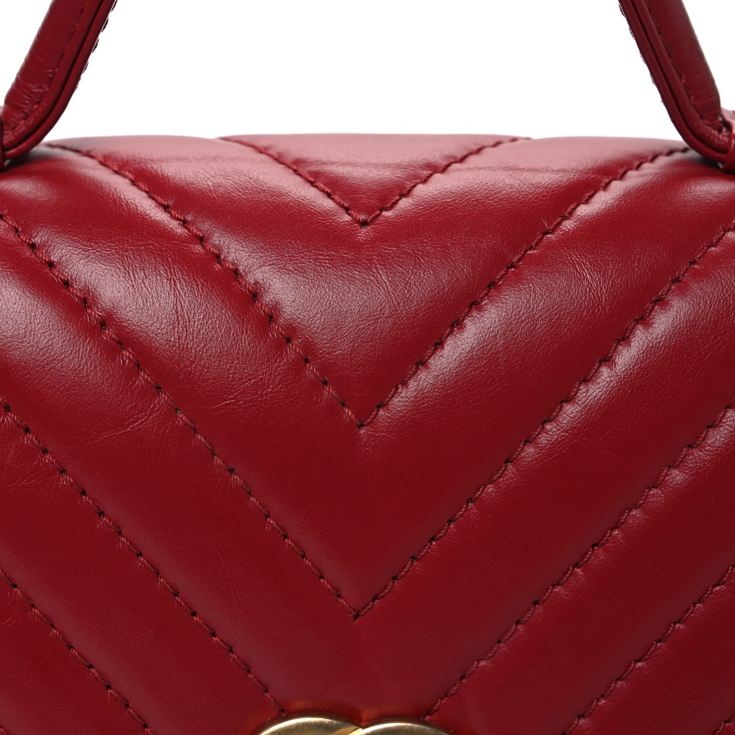 Chanel Calfskin Chevron Quilted Top Handle Flap Red 8 of 11