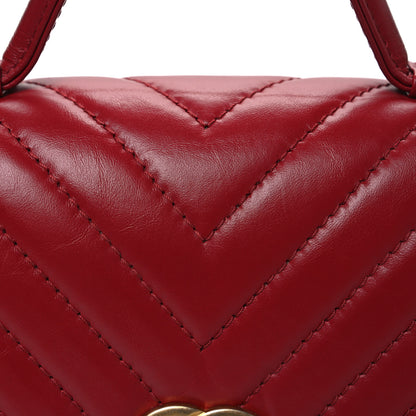 Chanel Calfskin Chevron Quilted Top Handle Flap Red 8 of 11