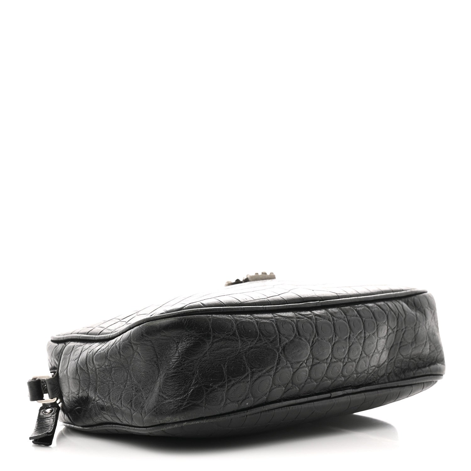 Saint Laurent Calfskin Crocodile Embossed Monogram Lou Camera Bag Black 4 of 10