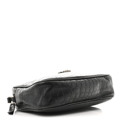 Saint Laurent Calfskin Crocodile Embossed Monogram Lou Camera Bag Black 4 of 10