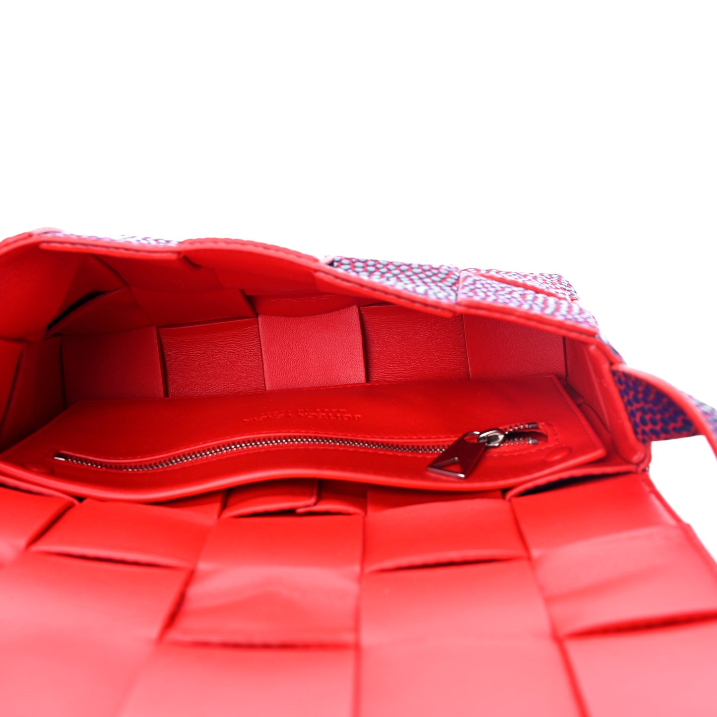 Calfskin Maxi Intrecciato Cassette Crossbody Bag Navy Red