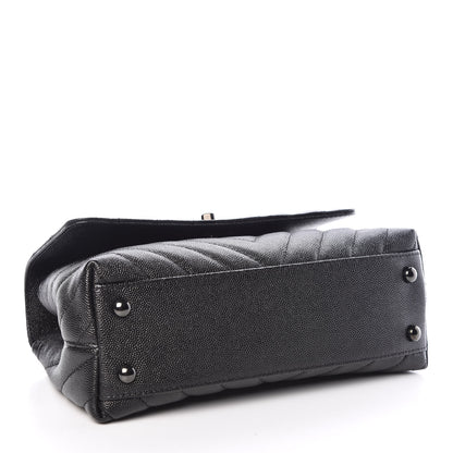 Chanel Caviar Chevron Quilted Mini Coco Handle Flap So Black 4 of 10
