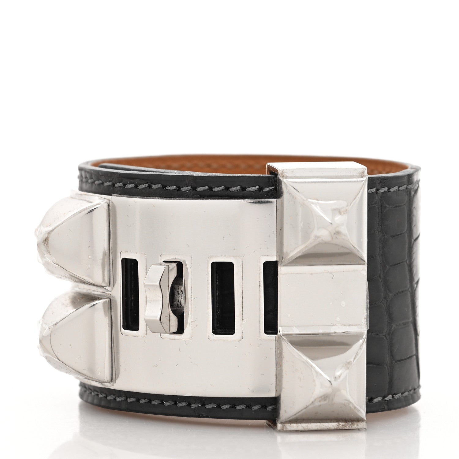 Hermes Matte Alligator Collier De Chien CDC Bracelet S Graphite 3 of 5