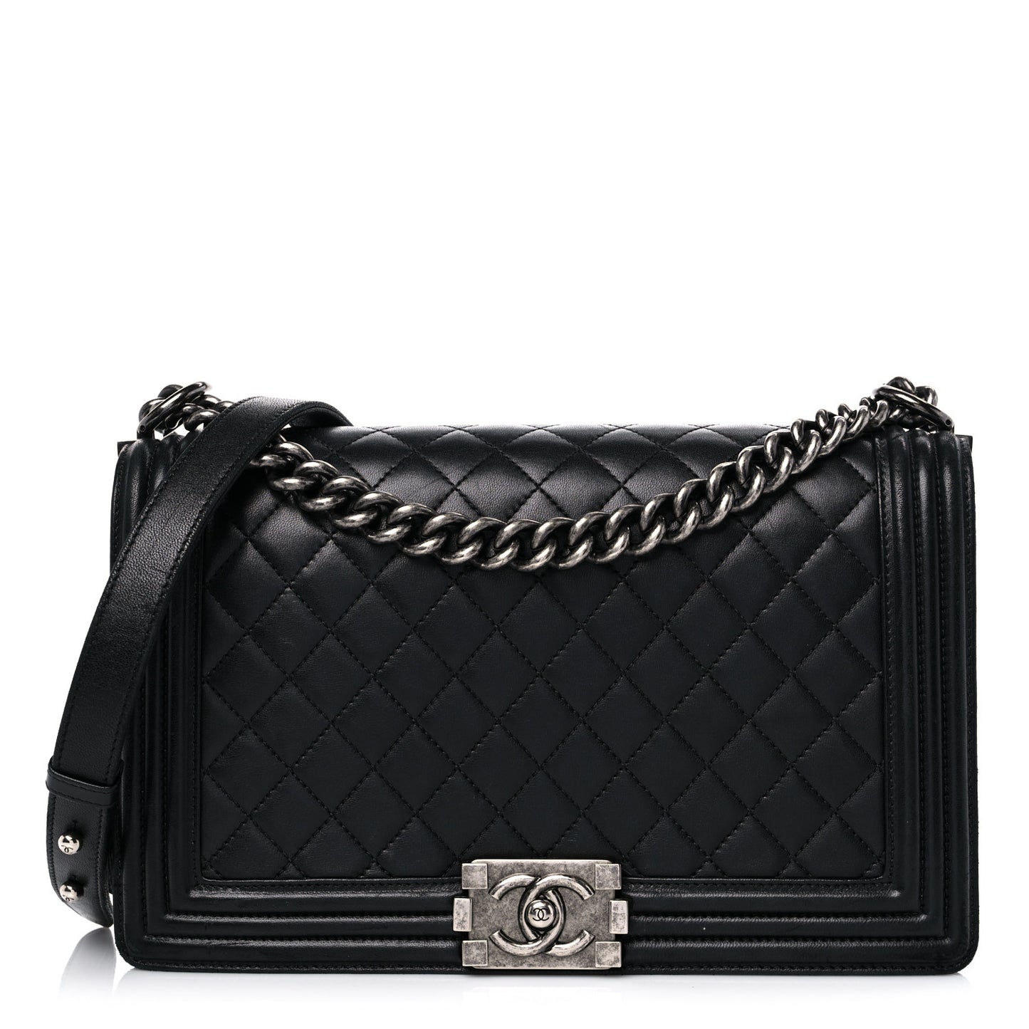 Lambskin Quilted New Medium Boy Flap Black