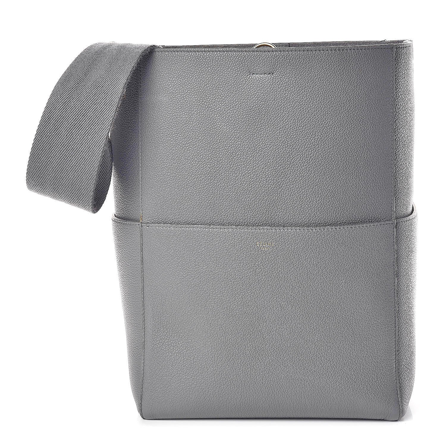 Celine Soft Grained Calfskin Sangle Bucket Bag Storm 1 of 23